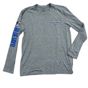 Nike Dri Fit Creighton Blue Jays Long Sleeve Athletic Shirt Mens Large Gray